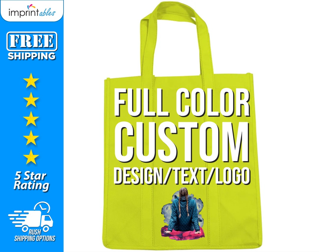 Full Color Small Grocery Tote Bags Logo Bag Promotional Tote Etsy