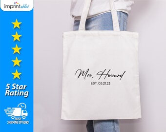 Custom Bride Tote Bags, Personalized Tote Bags, Custom Cotton Tote Bag, Wedding Tote Bags, Wedding Bags