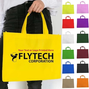 Custom Printed Medium Grocery Tote Bag, Custom Logo Bag, Promotional Tote Bag, Personalized Logo Tote Bag, Wedding Party Favor, Bulk Bag
