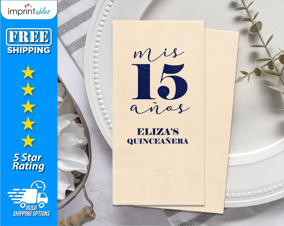 Custom Birthday Dinner Napkins Mis Quince Anos Napkins Quinceanera