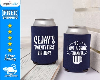 Birthday Can Coolers, The Old One Loves a Cold One, 60th Birthday Can Coolers, Custom Party Favors, Personalized 21st Can Coolers - BC12