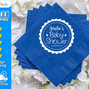Custom Baby Shower Napkins | Personalized Baby Napkins | Custom Party Napkins | Personalized Beverage Napkins - BBN11