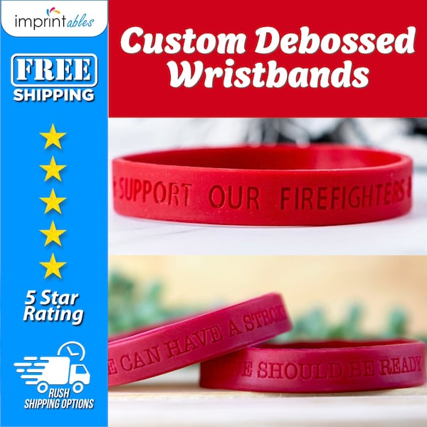 Custom Debossed Wristbands | Personalized Wristbands | Event Wristbands | Custom Debossed Silicone Bracelets