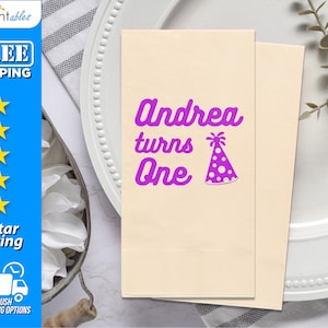 Custom 1st Birthday Dinner Napkins | Personalized Birthday Party Napkins | Personalized Dinner Napkins - DBN16