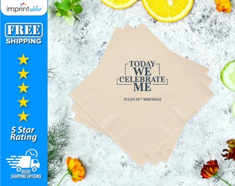Personalized Birthday Luncheon Napkins | Today We Celebrate Me Birthday Napkins | Birthday Party Napkins - LBN12