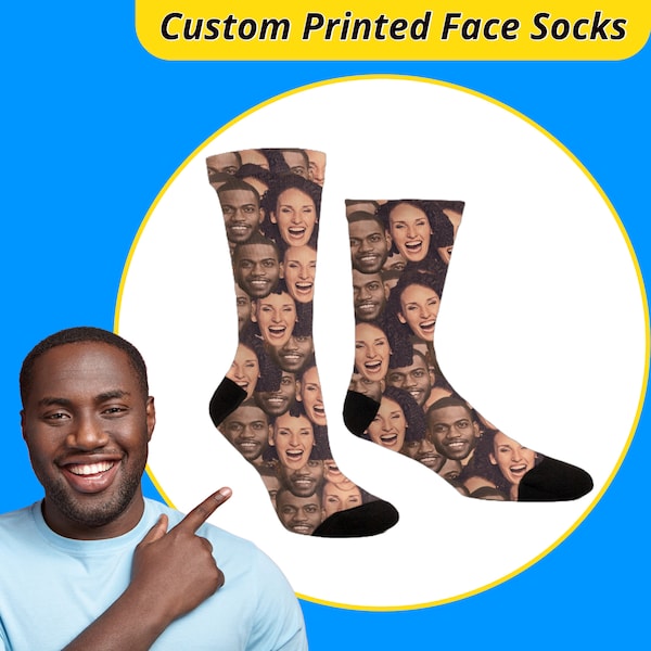 Custom Printed Personalized Face Socks | Add Your Face or Faces to These Unique One of a Kind Socks | Funny Face Socks Make a Great Gift