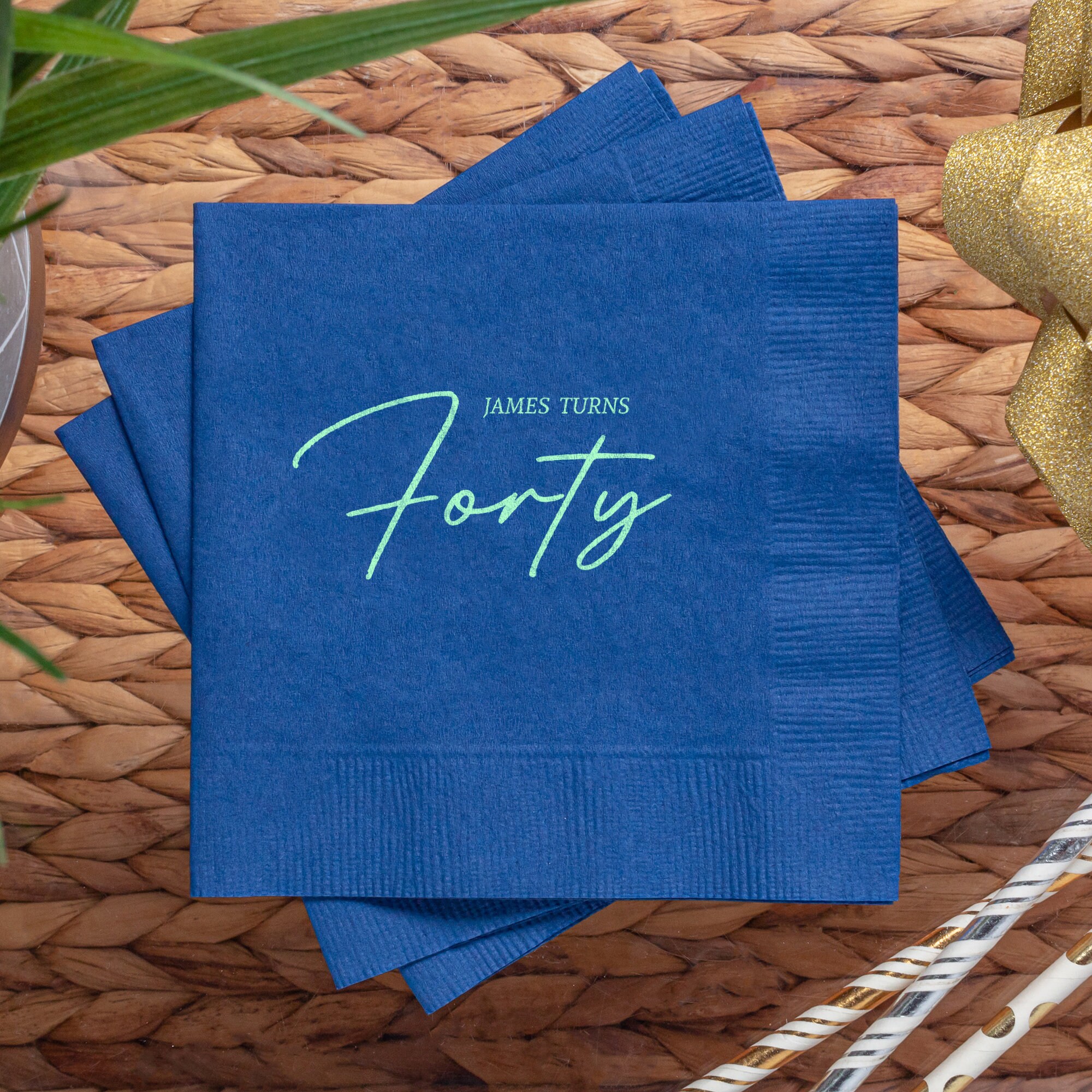 Turns 40 Napkins Custom Party Napkins Birthday Party Etsy