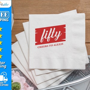 Custom 50th Birthday Napkins | Custom Party Napkins | Birthday Party Napkins | Birthday Napkins | Personalized Beverage Napkins - BN22