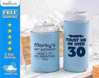 Birthday Can Coolers, 30th Birthday Can Coolers, Custom Party Favors, Personalized Can Coolers, Personalized 30th Can Coolers - BC2