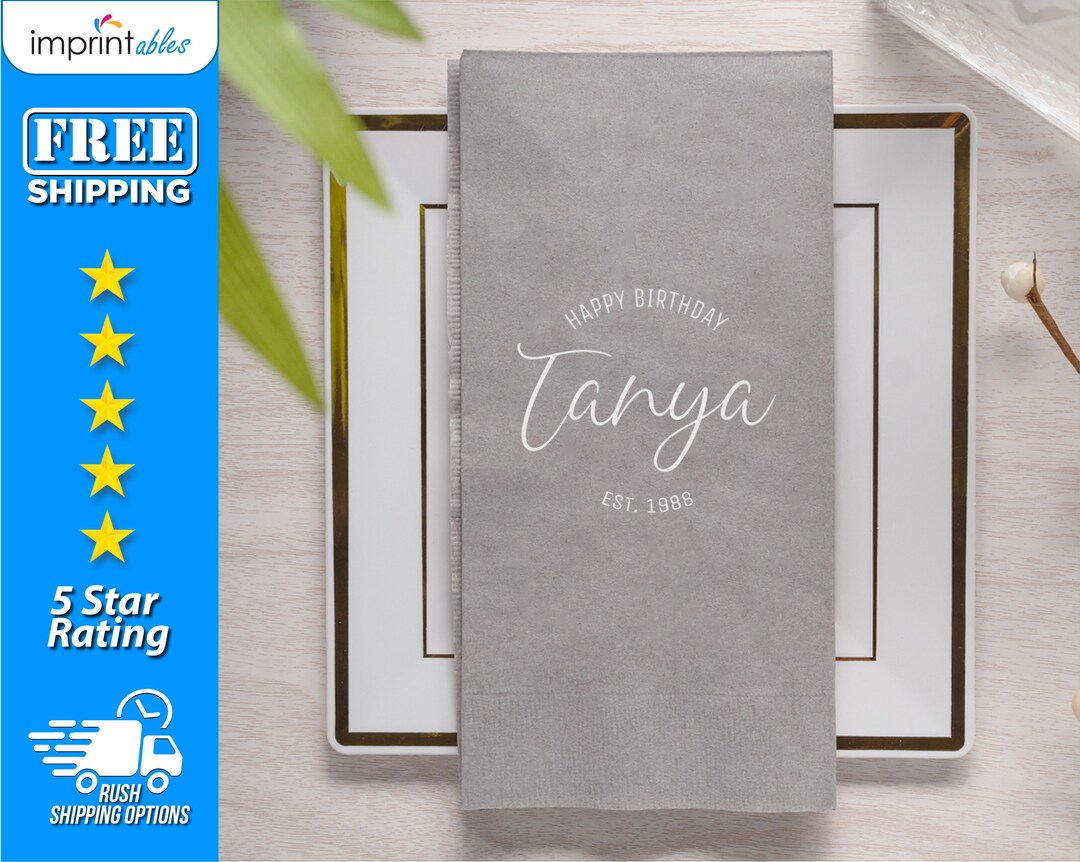 Custom Birthday Dinner Napkins Custom Party Napkins Birthday Party