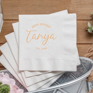 Custom Birthday Napkins | Custom Party Napkins | Birthday Party Napkins | Personalized Beverage Napkins | Birthday Napkins | Cocktail - BN10 image 2