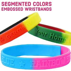 Custom Embossed Color Block Silicone Wristbands | Personalized Wristbands | Event Wristbands | Customizable Silicone Bracelets