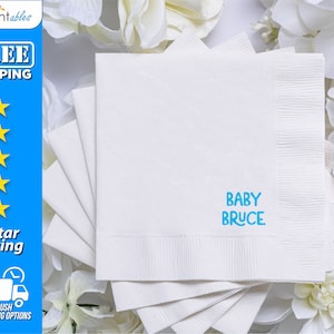 Custom Baby Shower Napkins | Personalize Baby Napkins | Baby Name Napkins | Personalized Cocktail Napkins - BBN7