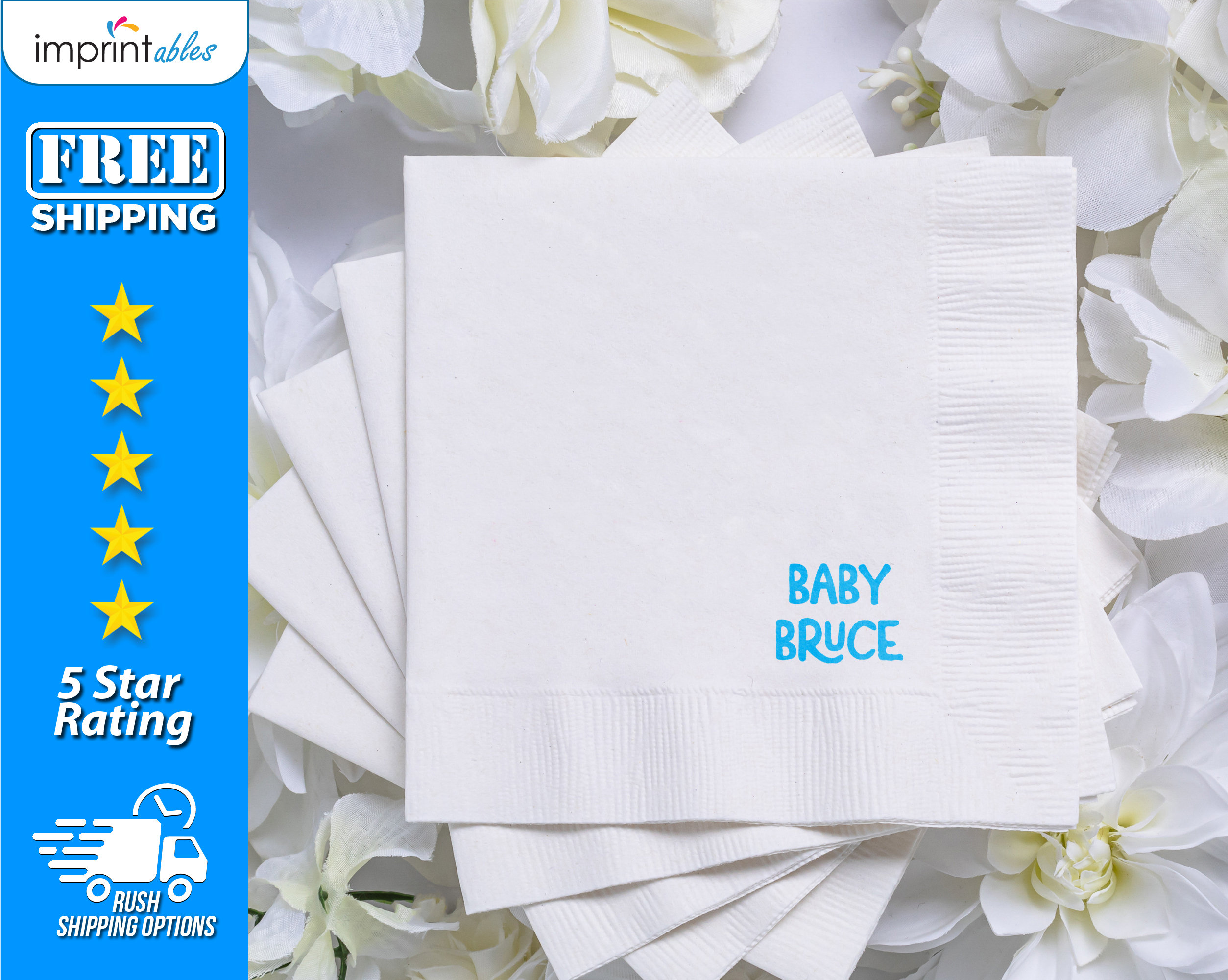 Custom Baby Shower Napkins | Personalize Baby Napkins | Baby Name Napkins | Personalized Cocktail Napkins - BBN7