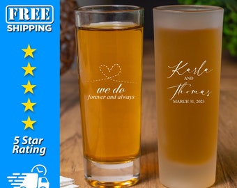 Custom We do Wedding Shot Glasses W/ Your Name - 2oz Shooters | Clear & Frosted, Personalized Shot Glasses, Custom Wedding Favors - SG45