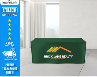 Custom Fitted Table Cover | Full Color Custom Table Covers | Custom Logo Tablecloth | Table Cover for Trade Shows, Fairs, & Farmers Markets