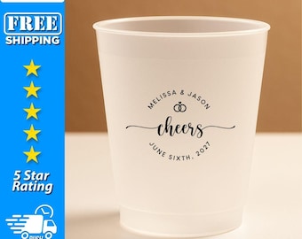Personalized Frosted Stadium Cups – Custom Party Cups for Weddings, Bridal Showers, Bachelorette Parties, and engagement parties