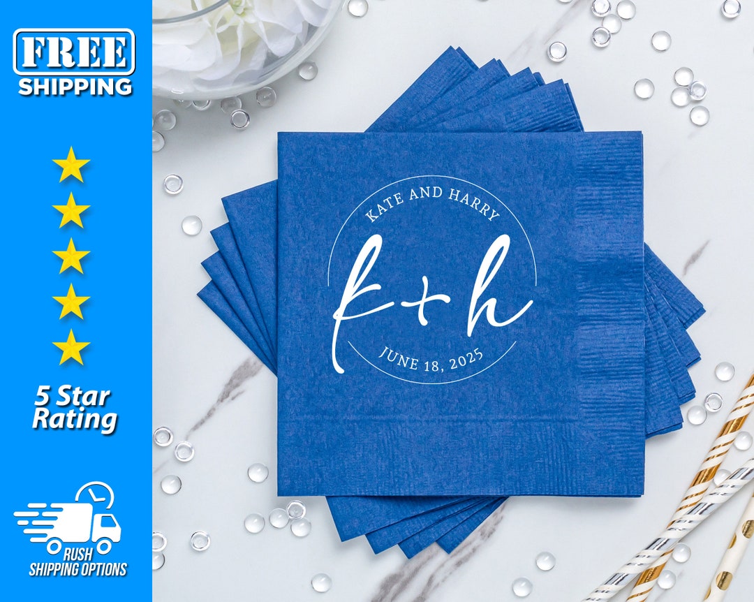 Personalized Wedding Beverage Napkins Initials Wedding Napkins