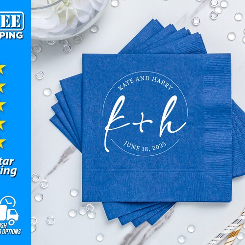 Personalized Wedding Beverage Napkins Initials Wedding Etsy