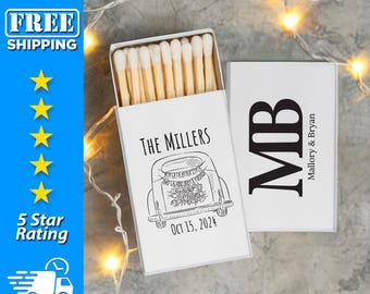 Custom Wedding Matches Box, Personalized Matchboxes, Just Married Matches| Custom Wedding Favors, Custom Matches - MB34