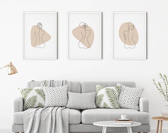 Set of 3 Line Art Wall Prints | Women Line Drawings | Home Prints | Print Sets | Wall Decor | Wall Prints