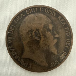 1902 Edward VII Dei Gra.Britt.Omn.Rex Fid.Def.Ind. I One Penny Coin