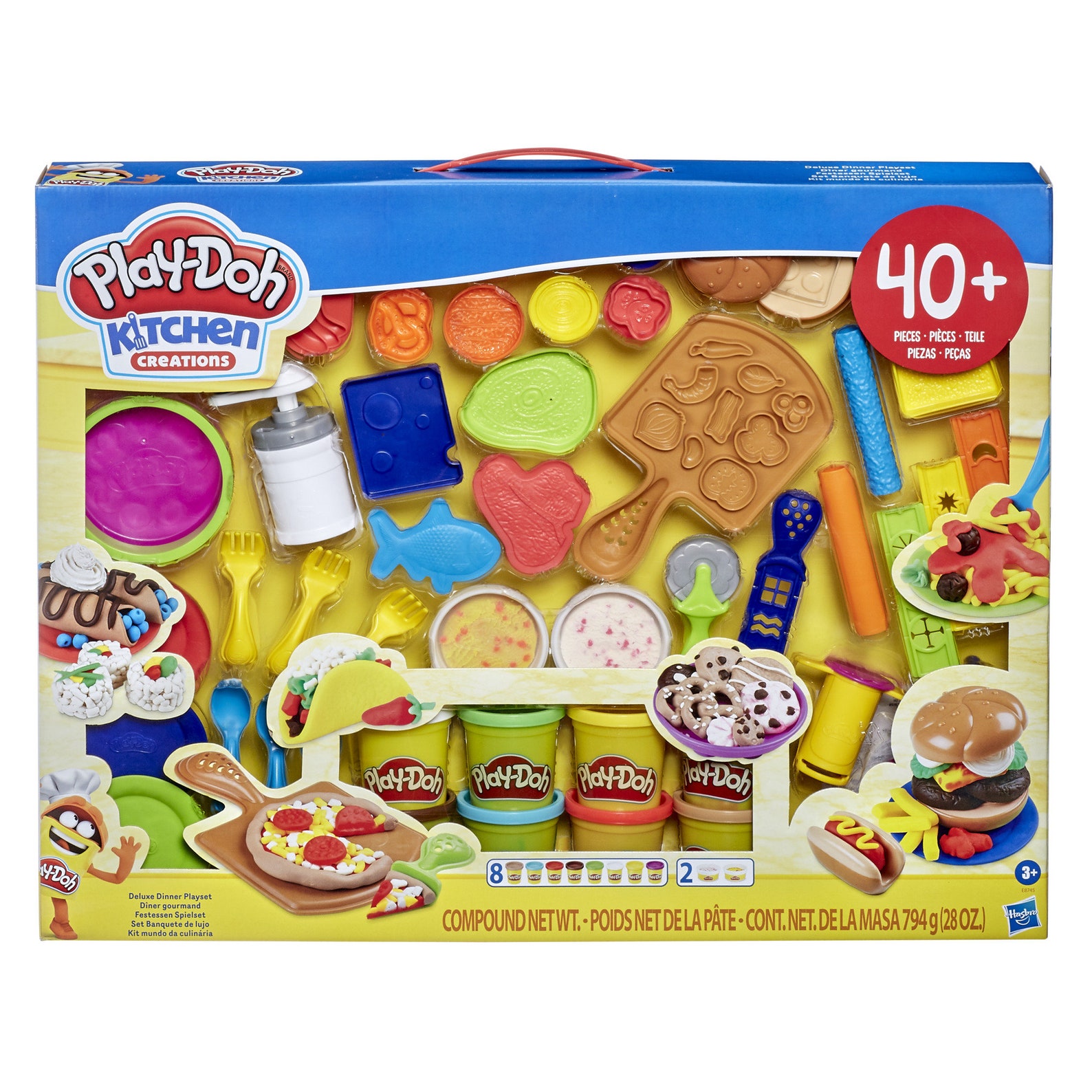 PlayDoh Kitchen Creations Deluxe Dinner Playset with 10 Cans Etsy