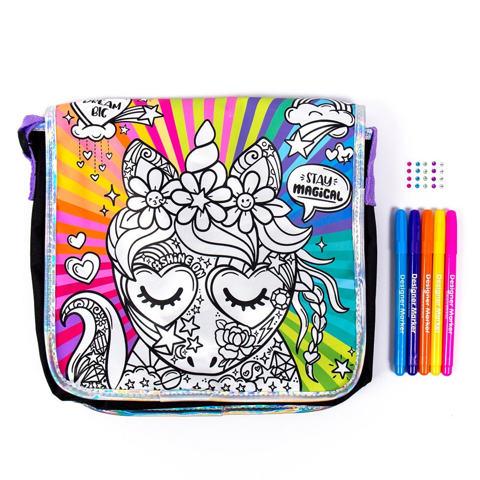 Just My Style Color Your Own Einhorn Messenger Bag Kit Marker Etsy
