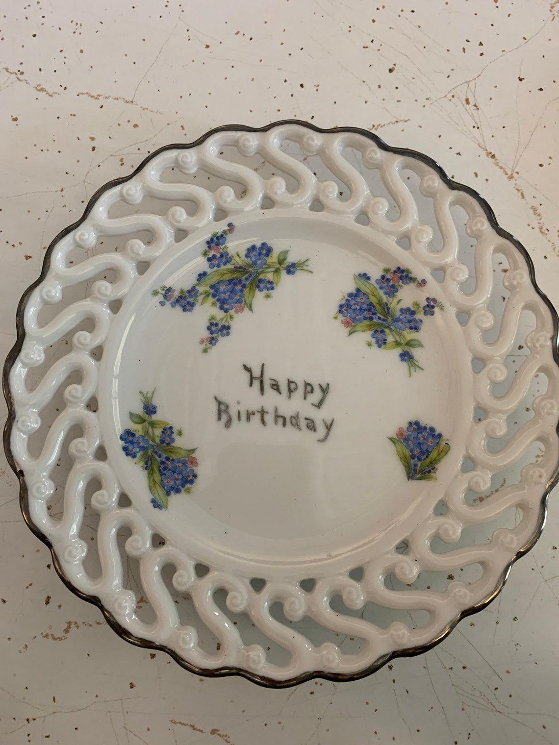 Vintage Happy Birthday Plate Etsy