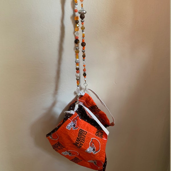 Orange & Brown  Lanyard (Beaded)/ Mask holder/ glasses lanyard