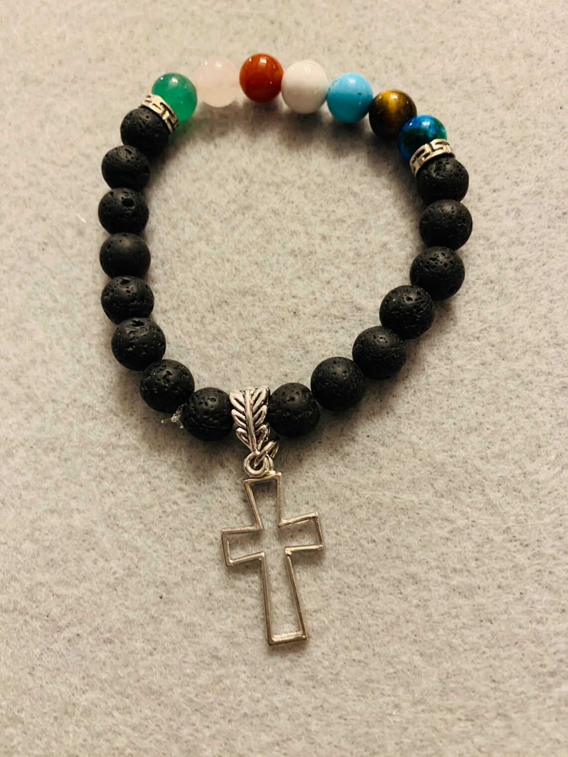 Multi Color Beaded Bracelet with cross charm Etsy