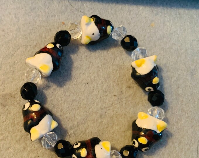 Penguin Beaded Bracelet- ready to ship !