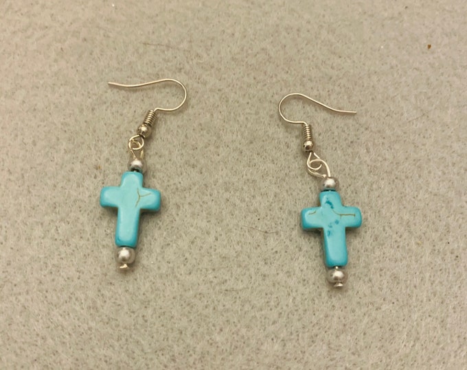 Turquoise color cross earrings