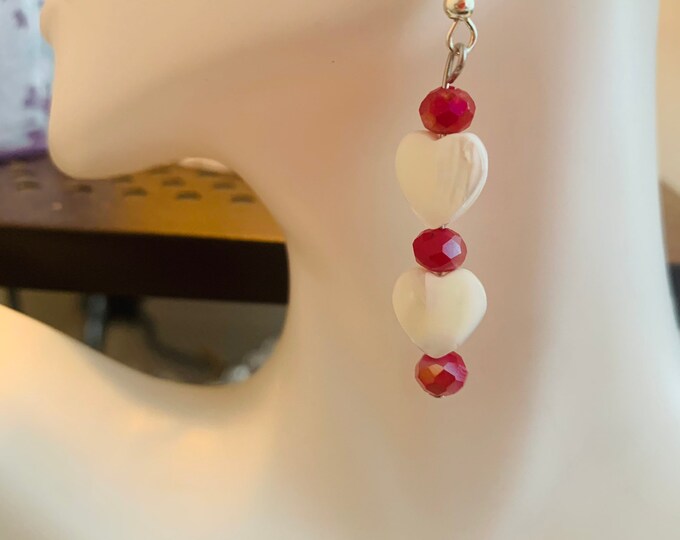 White heart (seashell) dangle Earrings