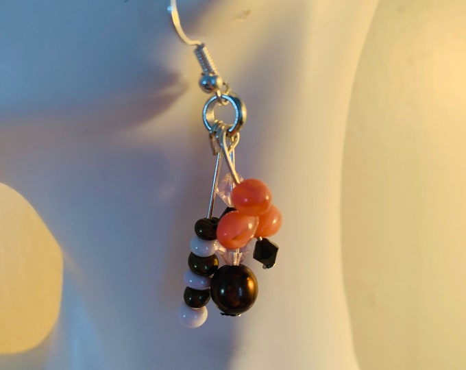 Dangle earrings (pink and brown)