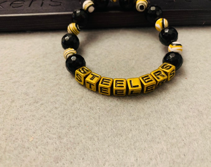 Black & Yellow/ Gold  Beaded Bracelet