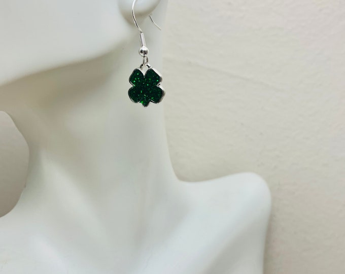 Sparkly four leaf clover dangle Earrings