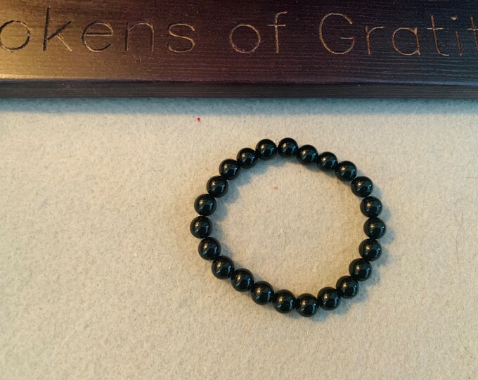 Black onyx  8 mm Beaded Stretch Bracelet