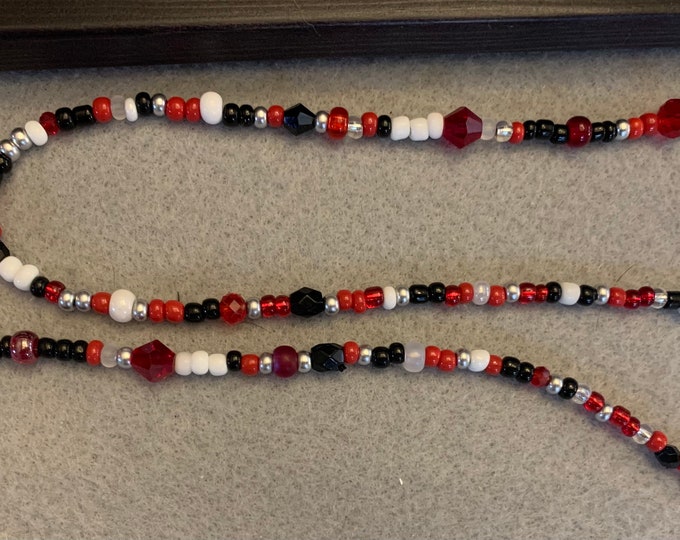 Black and Red beaded lanyard