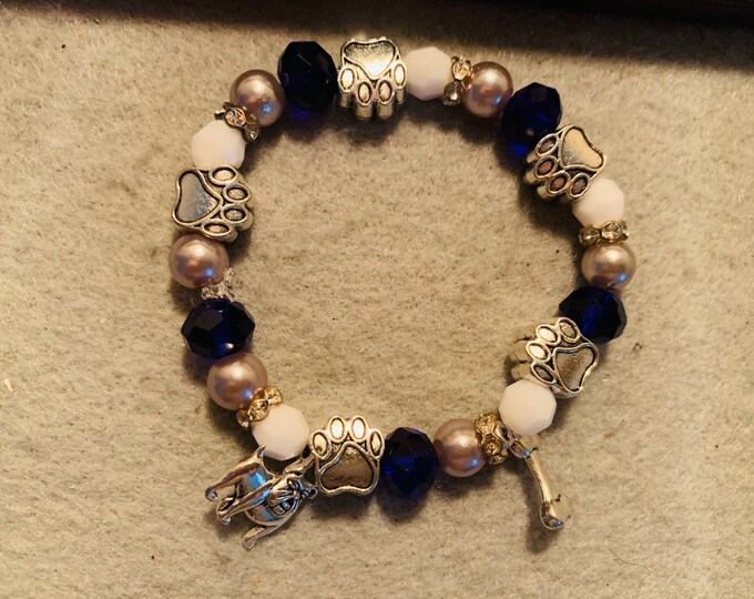 Poland Bulldogs beaded stretch bracelet with charms