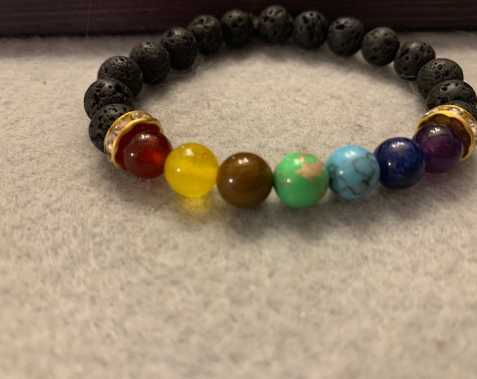 Beaded Chakra Bracelet with optional essential oils (from those pictured)