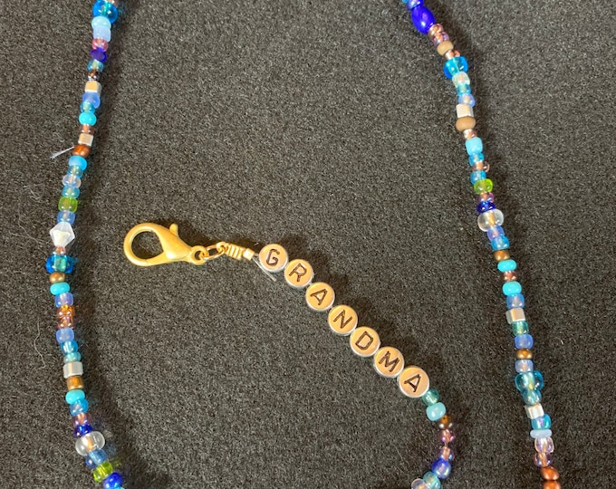 Multicolor beaded lanyard (customer chooses words)