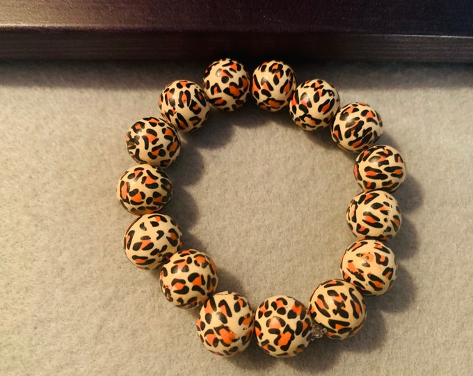 Leopard/Animal Print Beaded Stretch Bracelet