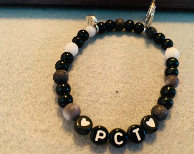 Patient Care Technician (PCT) beaded stretch bracelet with charms