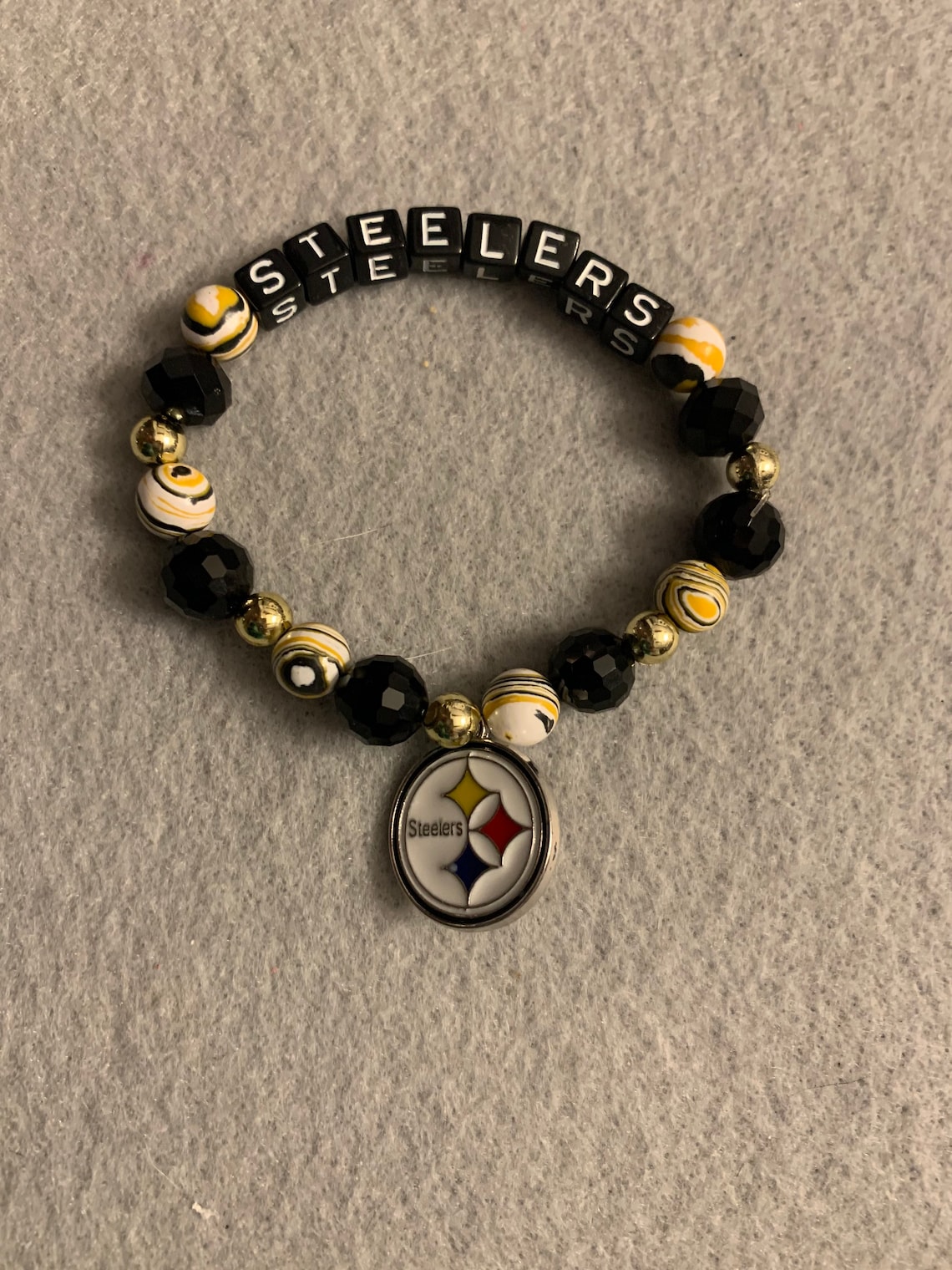 Pittsburgh Steelers Beaded Bracelet with charm Etsy
