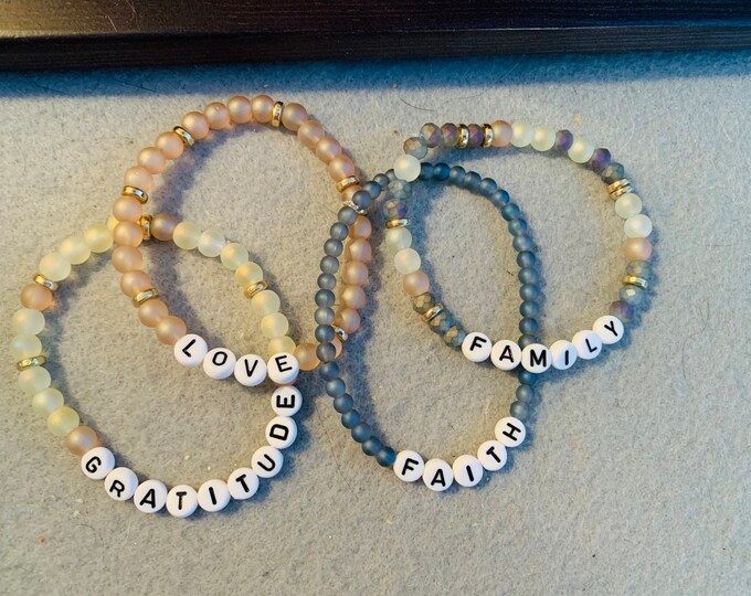 Personalized beaded stretch bracelet set of 4