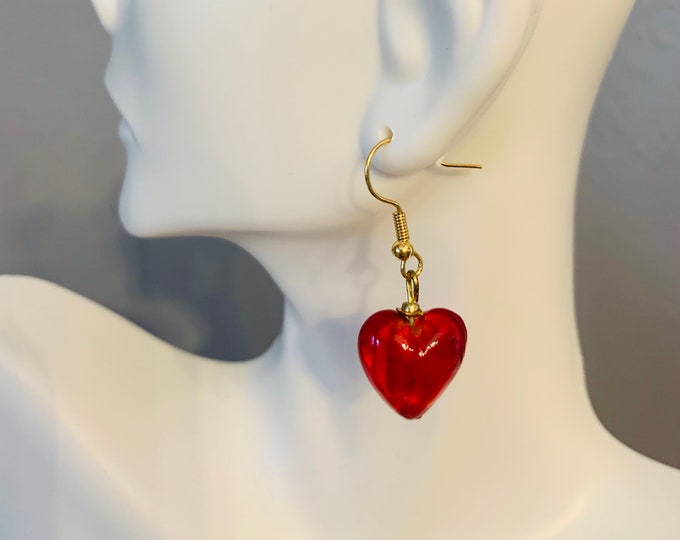 SOLD OUT Red Heart Dangle Earrings (medium size)
