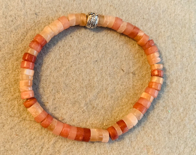 Sunstone heishi beads beaded stretch bracelet  - Natural Gemstone