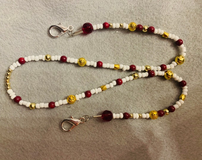 Maroon, Gold, and White Lanyard