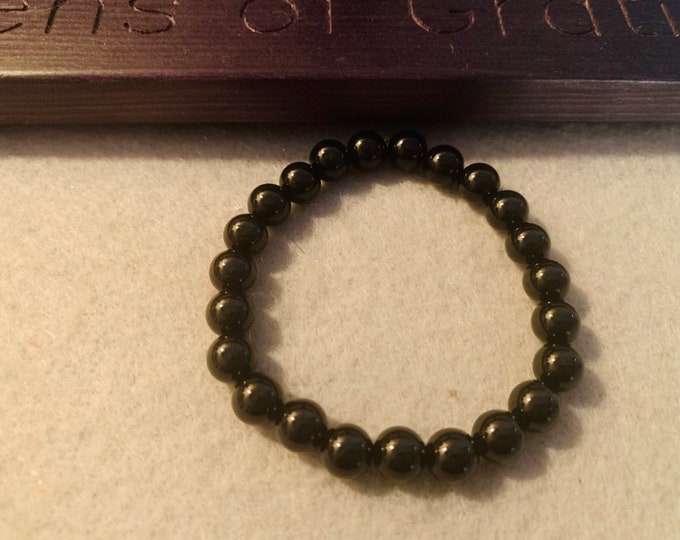 Black Onxy beaded stretch bracelet  - Natural Gemstone